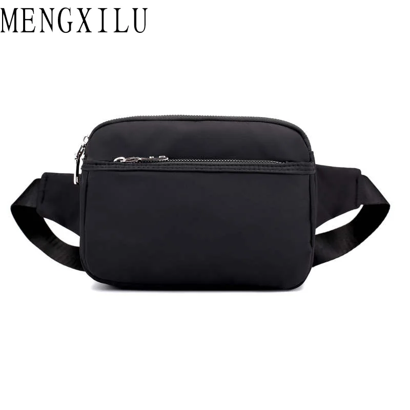 

MENGXILU Simple Solid Nylon Crossbody Chest Bag Multi-Function Cell Phone Pocket Shoulder Bag Women Travel Waist Bag Fanny Packs