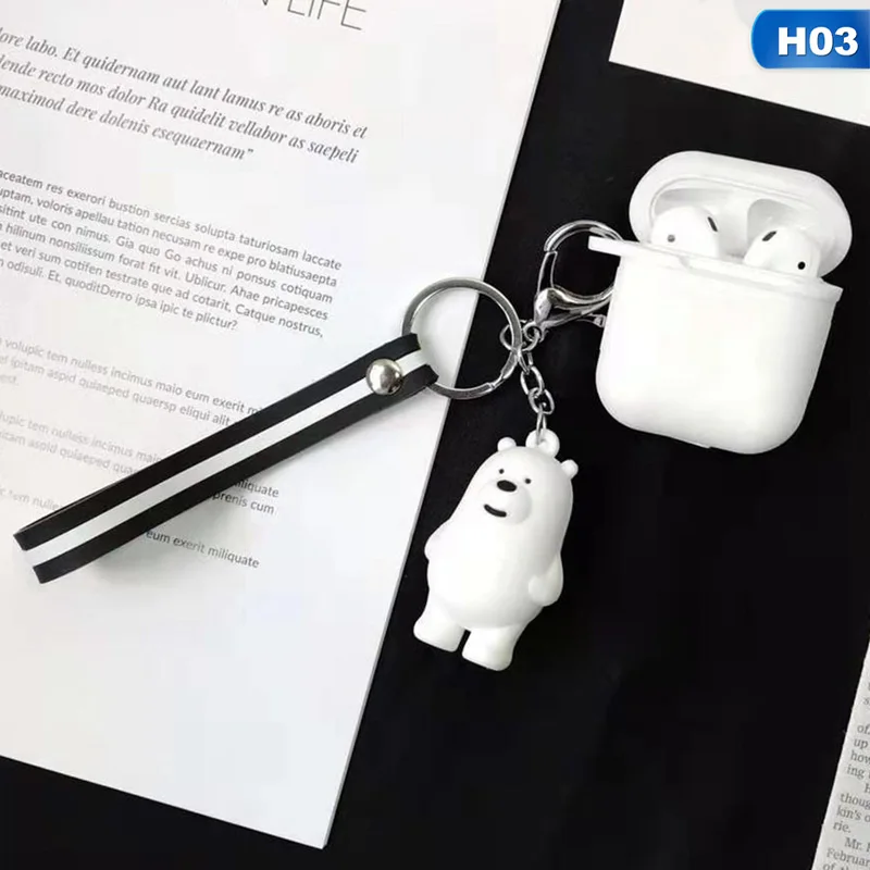 Силиконовый чехол, наушники для A^ pple Airpods, Bluetooth наушники, защитный чехол, мультяшная панда, коробка с брелком, чехол для хранения - Цвет: 5081H03