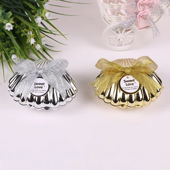 

European creative personality Wedding candy Ocean shell Love candy box golden baby full moon baby shower silver candy boxes