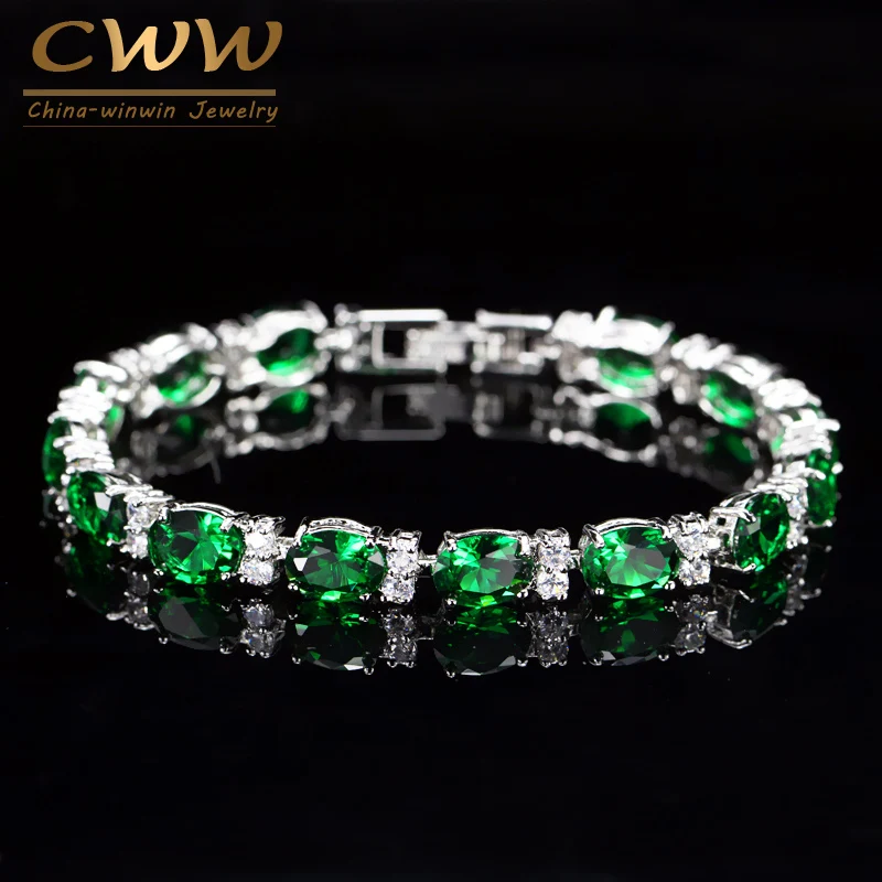 CWWZircons Модные CZ женские ювелирные изделия серебряный цвет создан изумрудно