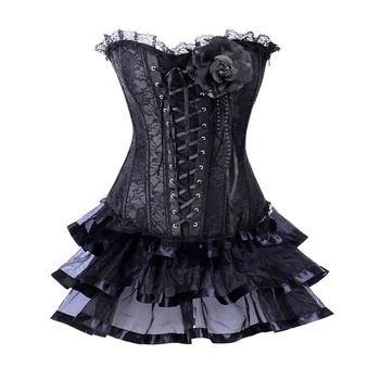 

Black Floral Lace Up Korsett For Women Sexy Victorian Costume Burlesque Corset Skirt Dress Gothic Clothing Corsets And Bustiers