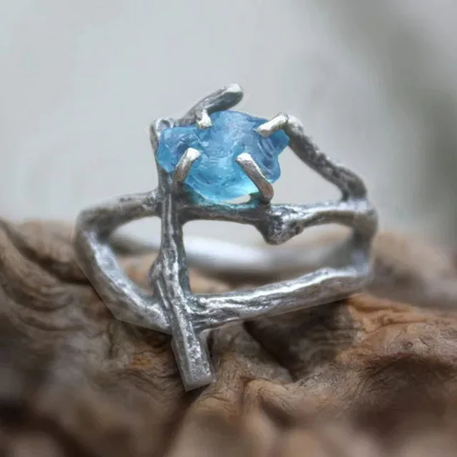 Летний пляж античный серебряный цвет ветка крест камни из голубого полимера кольцо для дам праздничные аксессуары винтажные кольца, бижутерия Z3M177 - Цвет основного камня: Ring M177