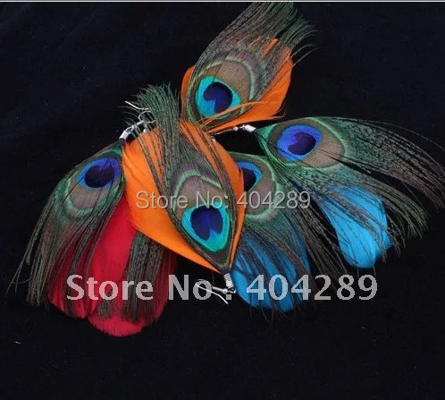 24 пары модные овальные натуральные большие серьги из перьев павлина