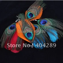 24 пары модные овальные натуральные большие серьги из перьев павлина