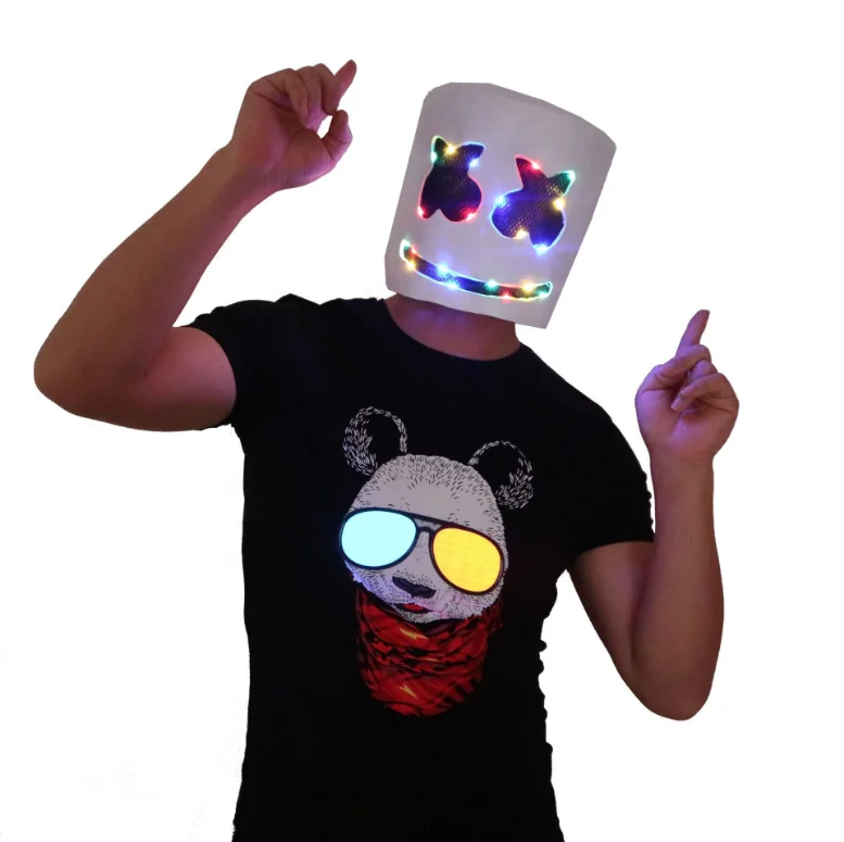 

Disco DJ LED Mask Marshmello Helmets Full Head Novelty Lighting Hat DJ Marshmallow Mask Man Party Marshmello Face Logo New 2019