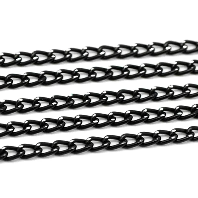 3x10M Black Links Opened Curb Aluminum Chains Jewelry Making Findings