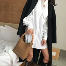 

2018 New Antique Wooden Handle Bucket Women Composite Bag Patchwork Women Handbag Trend Design Women Bag Ins Big Shoulder Bucket
