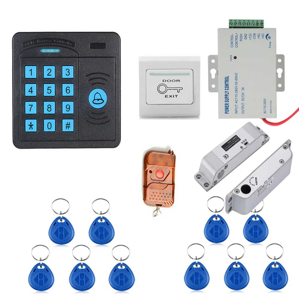 Система контроля доступа к двери управление Лер ABS чехол клавиатура Считывателя RFID дистанционное управление 10 ID карты Электрический откидной Болт замок