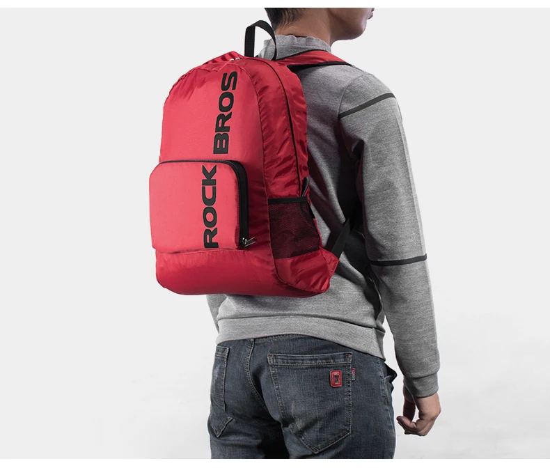 Discount ROCKBROS Portable Foldable Backpack Rainproof Hiking Camping Cycling Bicycle Bike Bag Men Women Outdoor Sport Package Travel bag 18