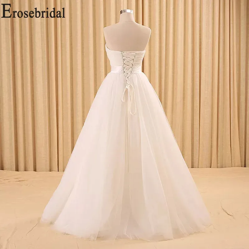 Erosebridal, Новое поступление, Милое Свадебное Платье, тюль, без рукавов, свадебное платье, а-силуэт, платье невесты, на заказ, женское платье