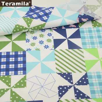 

2016 Colored Geometry Pattern100% Cotton Fabric Twill Fat Quarter Home Textile Material Bedding Clothing Baby Quilting Sewing