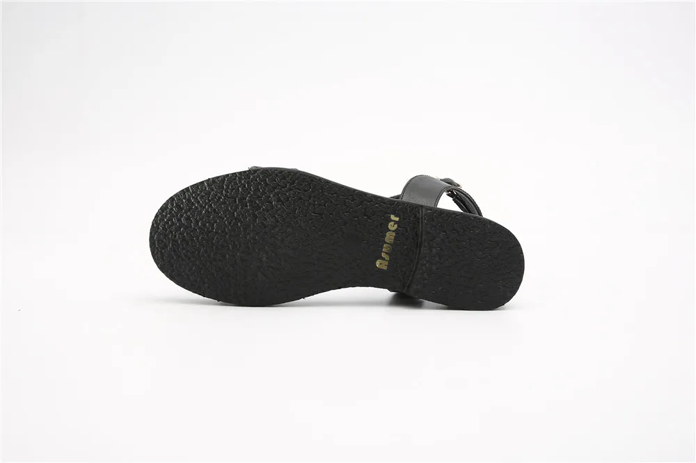 ASUMER/Модная Летняя женская обувь черного цвета повседневная обувь на плоской платформе с пряжкой простые женские сандалии из натуральной кожи