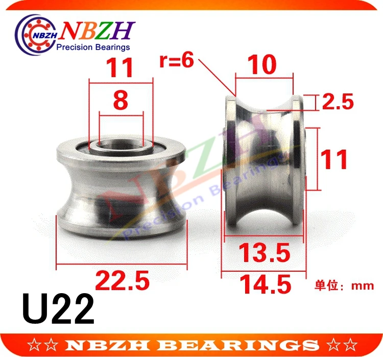 Высококачественные U22 T22 ABEC 5 8 мм V / U радиальные шкивные подшипники 8*22 5*14 5*13 Ugroove