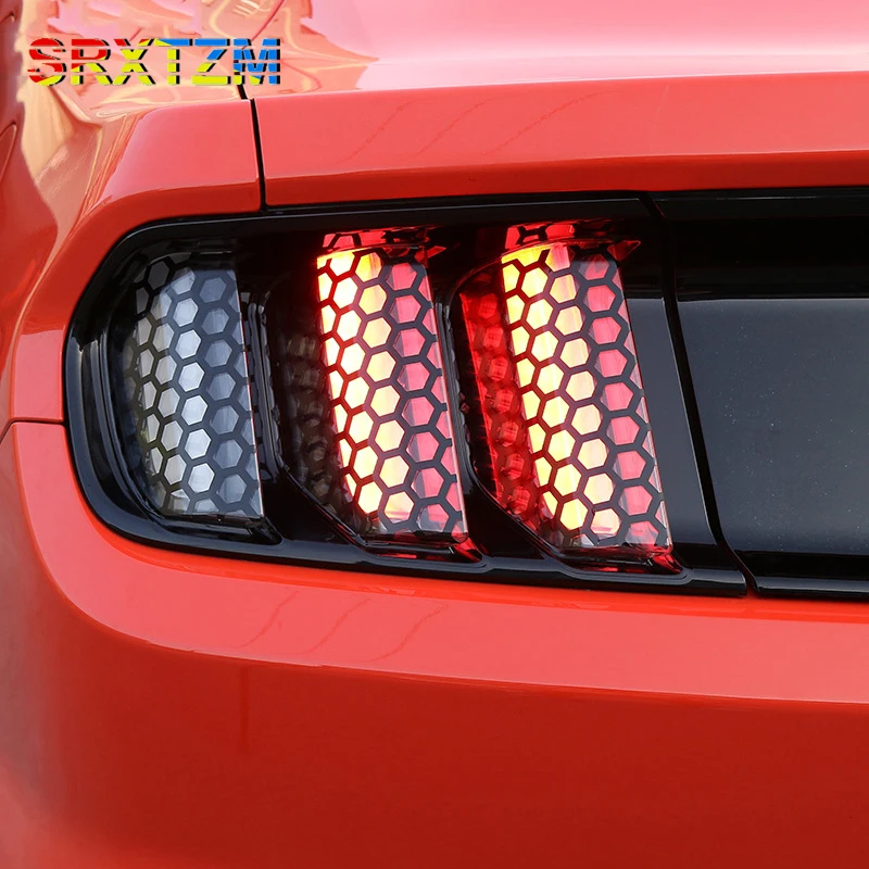 

SRXTZM Car Exterior Rear Tail light Lamp Honeycomb Cover Decoration Stickers for Ford Mustang 2015+ Car Accessories Styling 6PCS