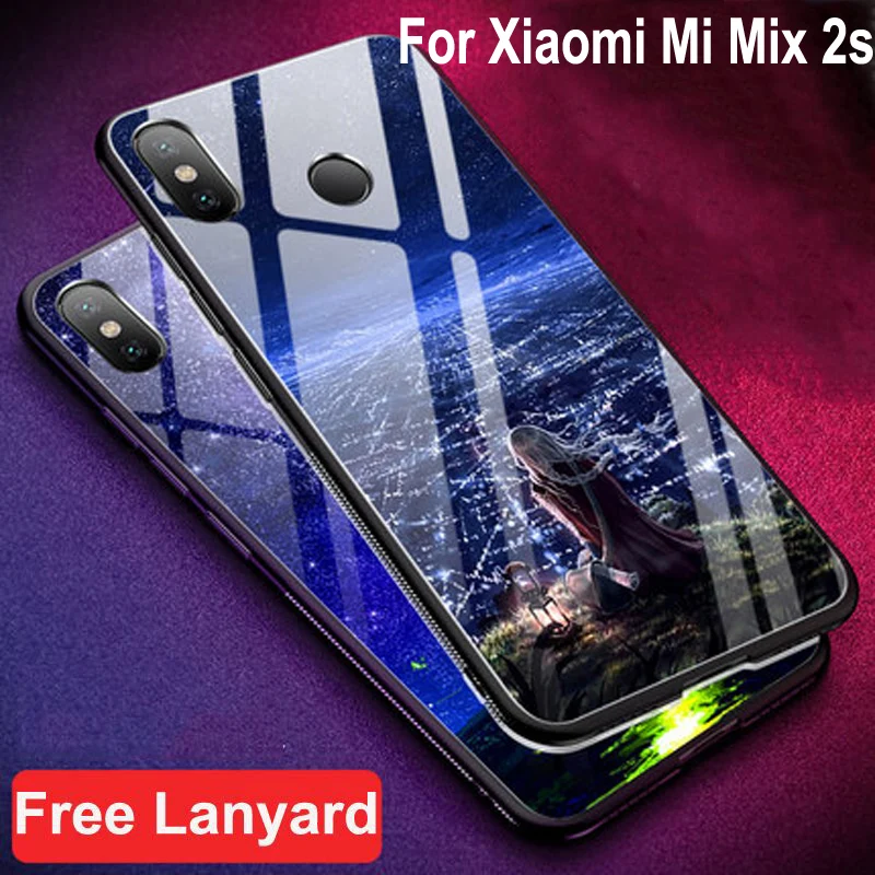 Чехол из закаленного стекла для Xiaomi Mi Mix 2 s чехол мягкая силиконовая рамка Жесткий