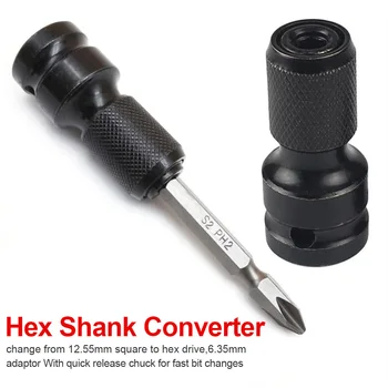 

Impact Socket 1/2"Drive To 1/4"Hex Shank Converter Quick Release Chuck Screwdriver Bit Adapter M13 Dropship