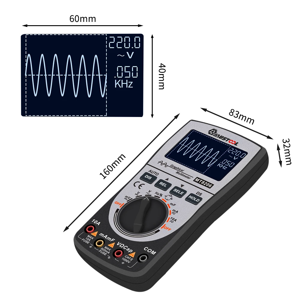 Oscilloscopes & Accessories QOONESTL 2in1 Digital Oscilloscope Multimeter Intelligent Digital