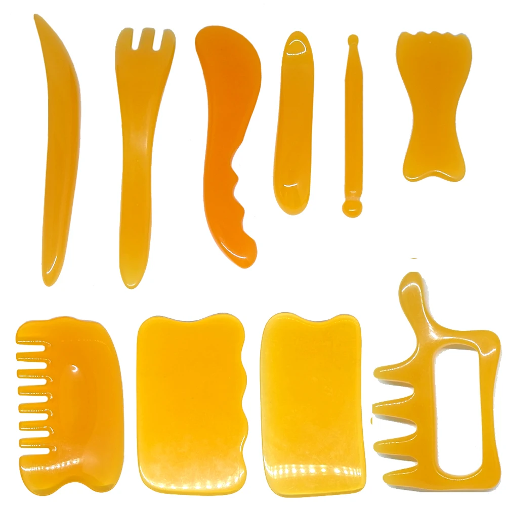 Resin Beeswax Gua Sha Massage Scraping Face Neck Massager Comb Health RelaRSFD