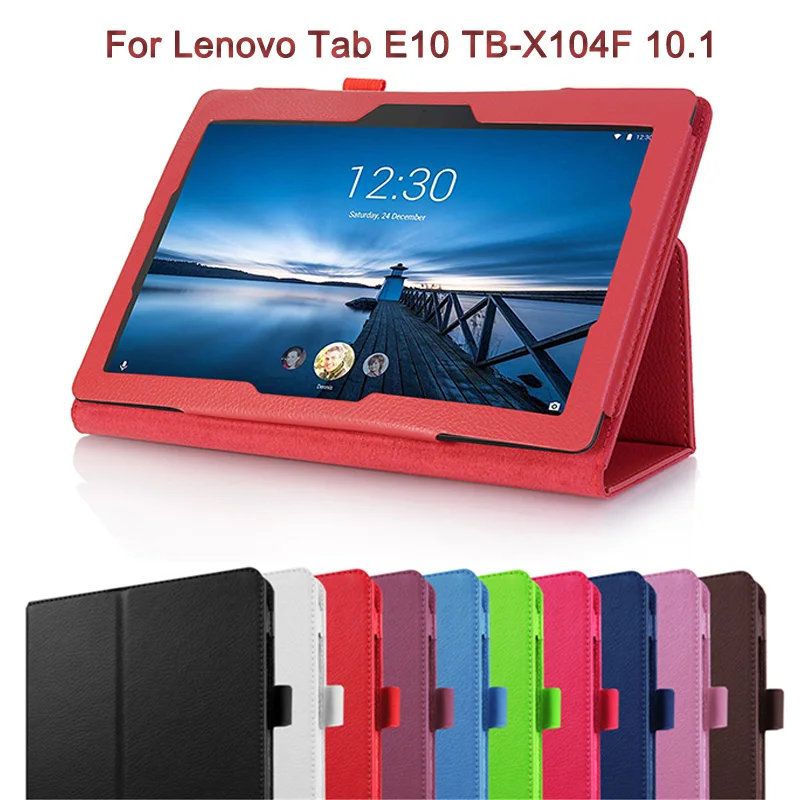 

Fashion Lichi Style Flip Folding Portable Cover For Lenovo Tab E10 TB-X104F 10.1 inch Stander Slim Case for Lenovo E10 10.1