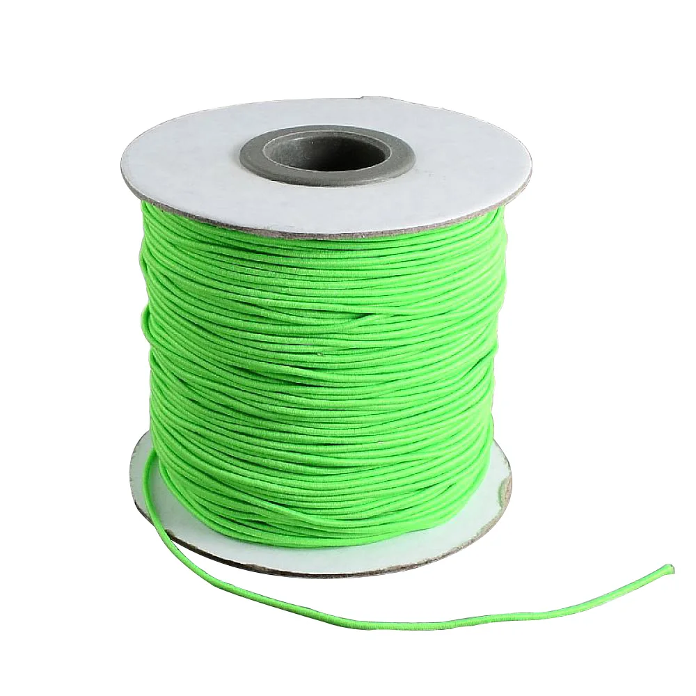 

Pandahall Round Elastic Cord, with Nylon Outside and Rubber Inside, Lime, 1mm; 100m/roll