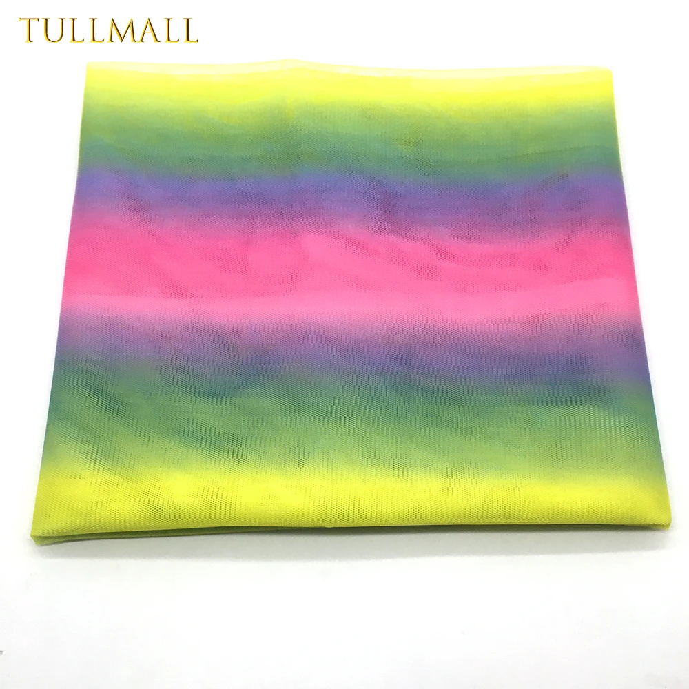 

TULLMALL 1 Yard Raibow Gradient Tulle 150cm Wide Fabric Spool Tutu Wedding Decoration DIY Craft Birthday Party S