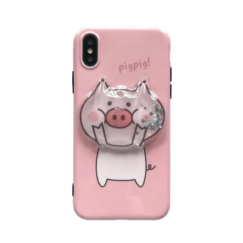 

Dynamic glitter quicksand phone case bling star cute cartoon pig mobile back cover for iphone 6 6s 7 8 plus x xr xs max