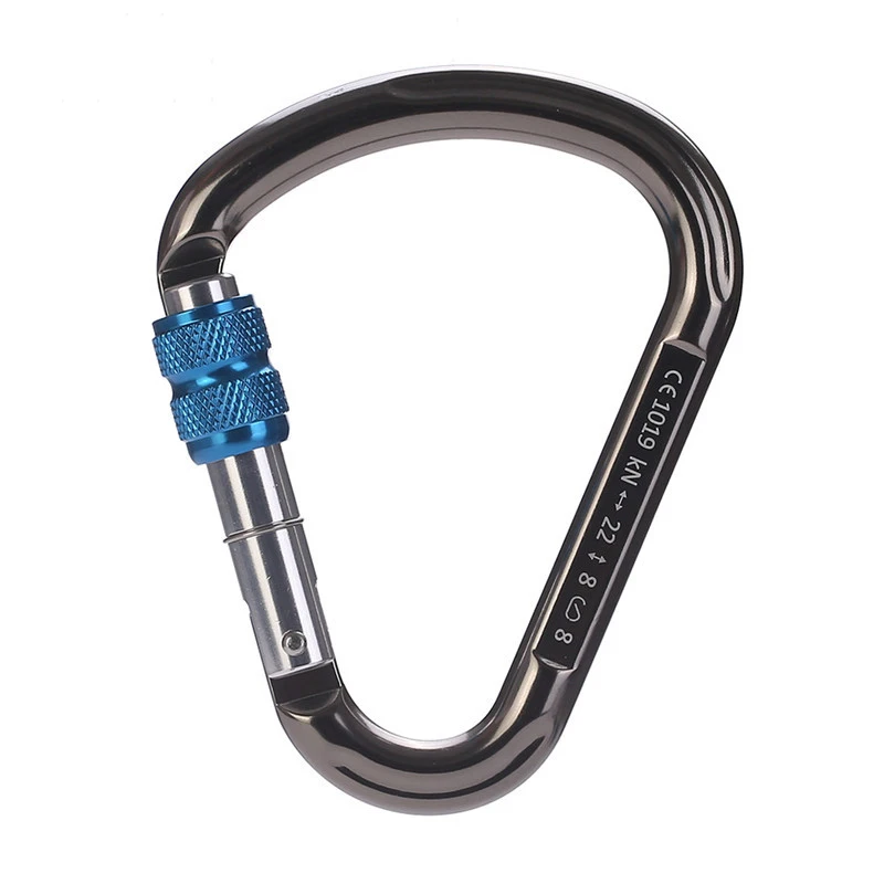 

22KN Climbing Equipment Carabiner CE Screw Locking Clamp Rock Climbing Carabiner D Buckle Rope Survial Rescue Mountaineering