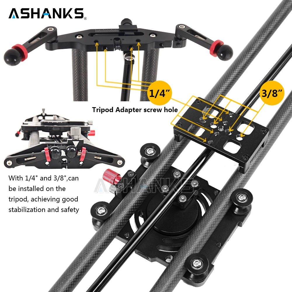 ASHANKS S2 Camera Track Slider Carbon Fiber Adjustable Angle Tube Follow Focus Pan for Stabilizer DV DSLR Camera Video Shooting