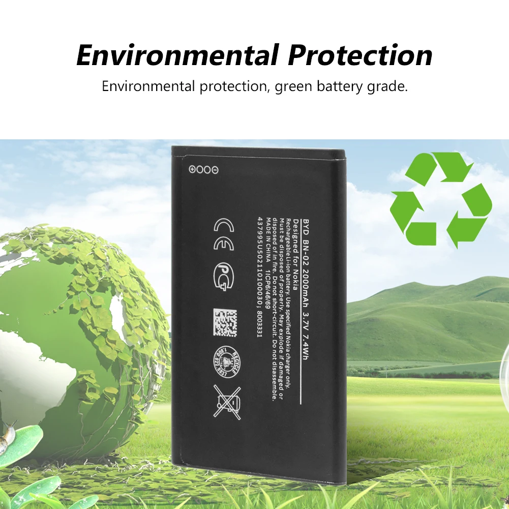 2000 мА/ч оригинал BN 02 аккумулятор телефона для Nokia XL 4G RM 1061 1030 1042 3 7 V BYD замена