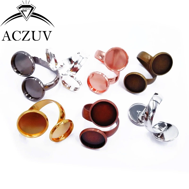 

Wholesale 100piece Lot 10mm 12mm Double Bezel Blank Ring Base Cabochon Settings Silver/Gold/Gunmetal Black/Antique Bronze/Copper