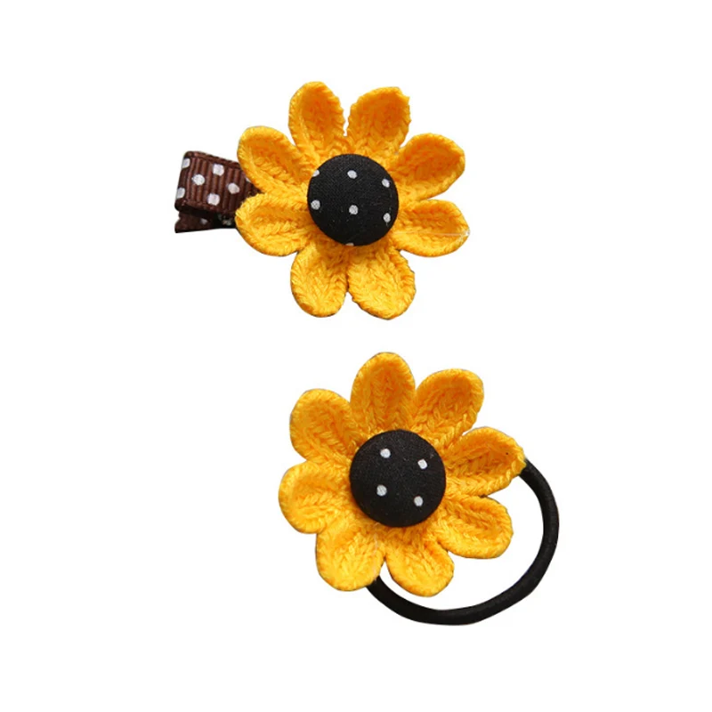 

Sale 2PCS/Set Sweet Sunflower Hair Pin Hair Rope Cute Korean Girls Fashion Elastic Hair Bands Kids Hair Accessories