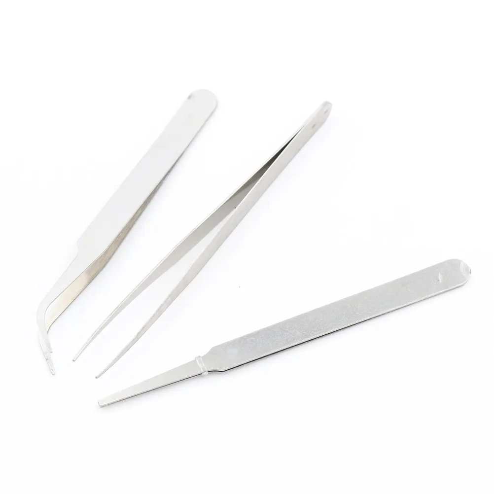Wholesale 3 pcs Practical Repair Precision Assembly Set Tool Stainless Steel Electronic Tweezers High Quality