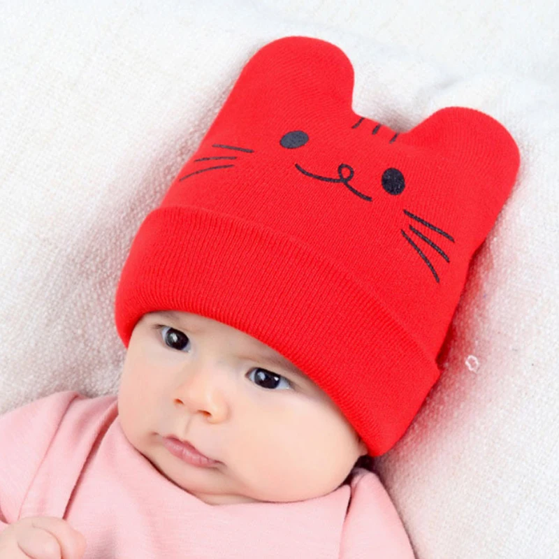 DreamShining/детский набор из шапки и шарфа для новорожденных, теплые шапки с рисунком кота из мультфильма, осенне-зимняя детская шапка для малышей, защитная шапка с ушками, Детские шарфы, шапка