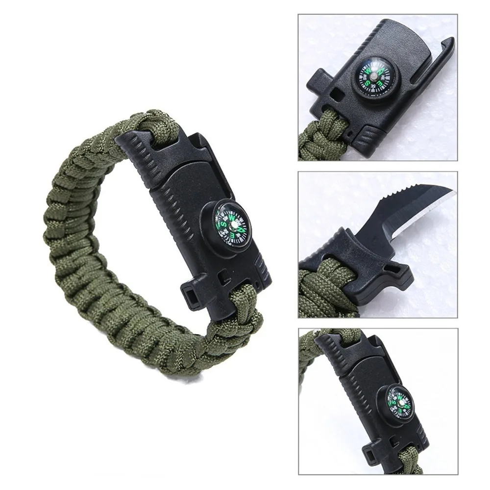 الرجال متعددة الوظائف بقاء paracord سوار مضفر سوار edc التخييم الإنقاذ الطارئة حبل أساور للنساء