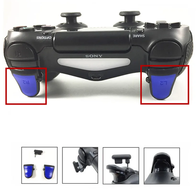 3 в 1 R2 L2 регулируемые удлинители триггера с заглушкой от пыли два для Playstation PS4
