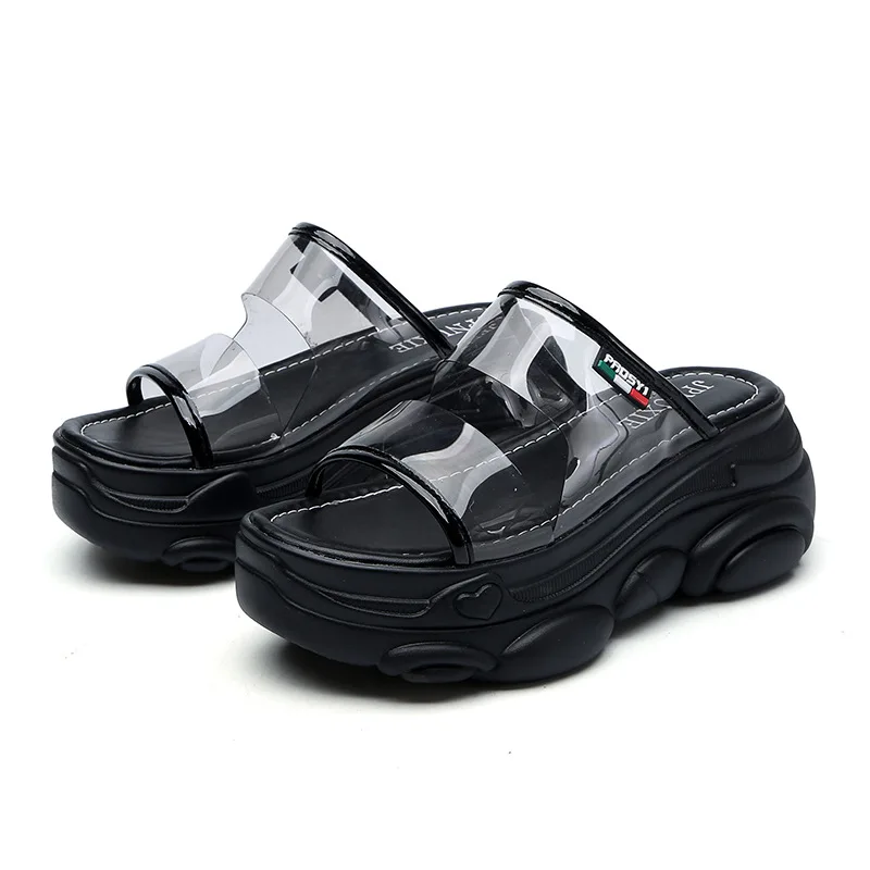 Jookrrix Women 2019 Fashion Wedges High 7.5cm Thick Sole Brand Comfortable Chunky Sandals Women Increased Platform Slides