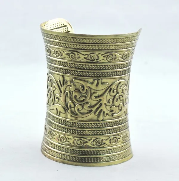 Цыганская Серебряная бронзовая эфиопская нарукавная повязка с большим цветком, широкая цепочка с открытым манжетом, браслеты и браслеты для женщин и мужчин, индийские украшения для рук