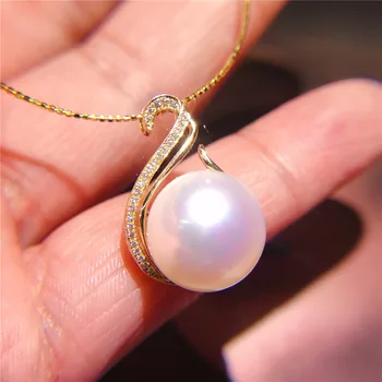 

Luxury genuine G18K Gold Accessories Fashion Pearl Pendant Settings Findings Pendant Mountings Women Accessories Female Jewwelry