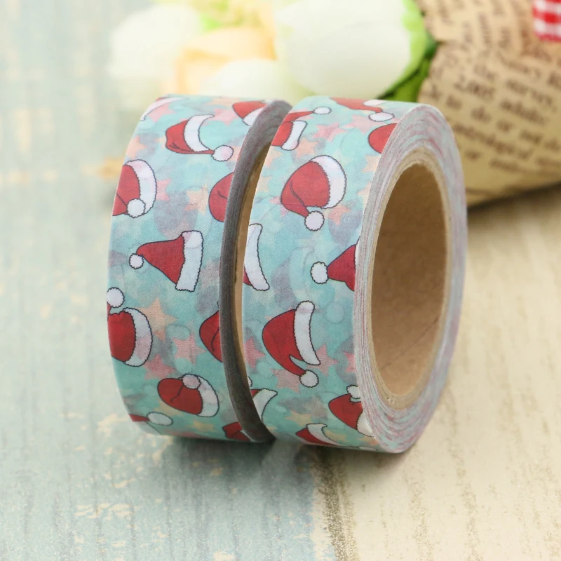

Cute Christmas Hat Japanese Washi Tape Kawaii Decorative Tape Craft Scrapbooking Tools Cute Craft Adhesive Tape Masking Tape 10m