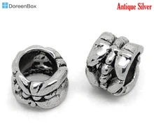 Doreen Box hot- 50PCs Ornate Tube Spacers Beads Big Hole 8x6mm (B00791)