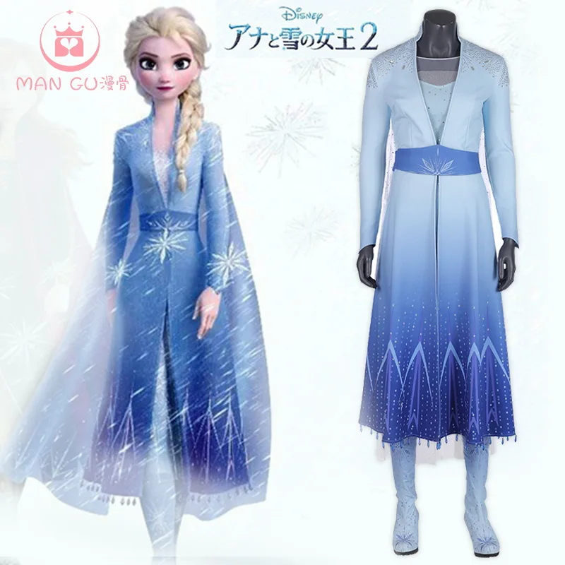 

Hot Sales Elsa Queen Adult Women Dress Costume Cosplay Flowery Fancy Party Gown Dresses Vestido Blue Sexy Women Clothing