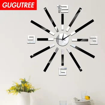 

Decorate 3D number clock art wall mirror sticker decoration Decals mural painting Removable Decor Wallpaper LF-1886