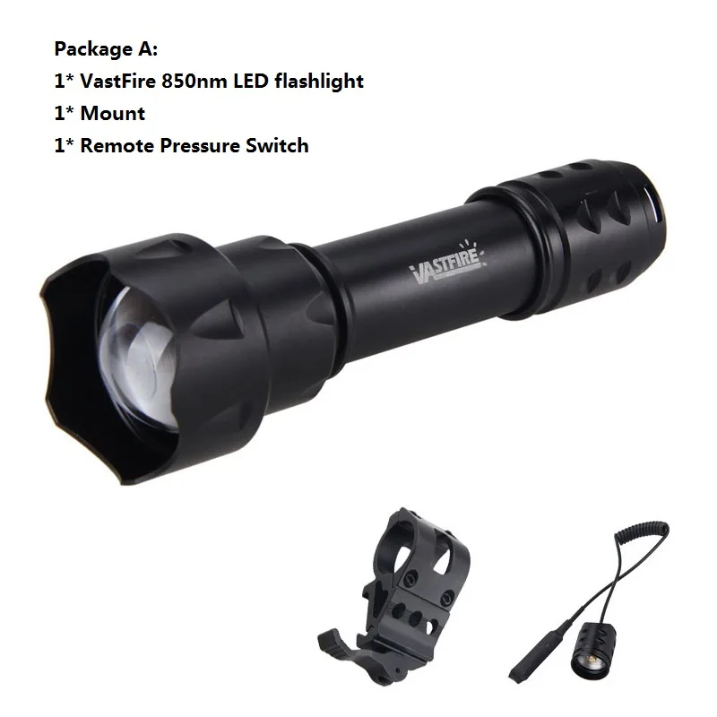 Metros de Foco com Zoom Lâmpada de Radiação Infravermelha de Visão Luz da Tocha Nova Atualização ir Luz Arma 400 Levou Noturna 7 w 850nm 3 Luzes de armas