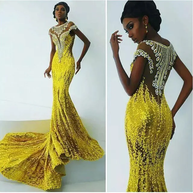 Yellow Mermaid Prom Dresses