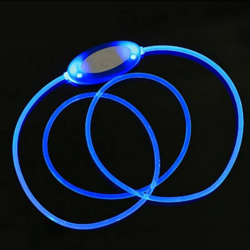 Регулируемый светящийся светодиодный ошейник для домашних животных твердый светодиодный светящийся безопасность домашних животных ночью ошейник яркий мигающий ошейник для собак - Цвет: Синий