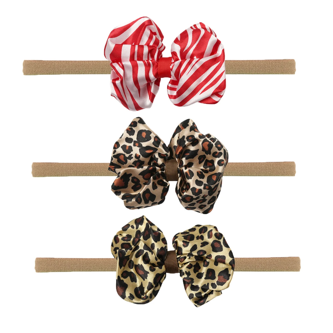 

1 PC Leopard Elastic Hairband Handmade 3.5" Craft Fabric Bow Head Bands Headwrap For Kids Bandeau Headwear