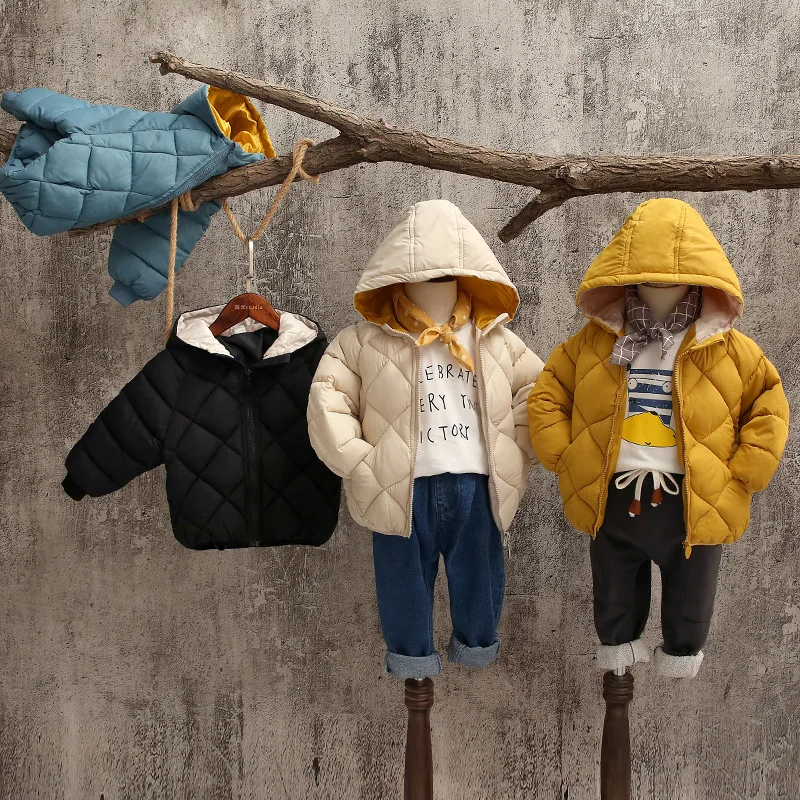 

Children Winter Hooded Bomber Jackets Girls Boys 2-10Y Clothing Cotton-padded Coats Overalls Baby Kids Outerwear Jackets