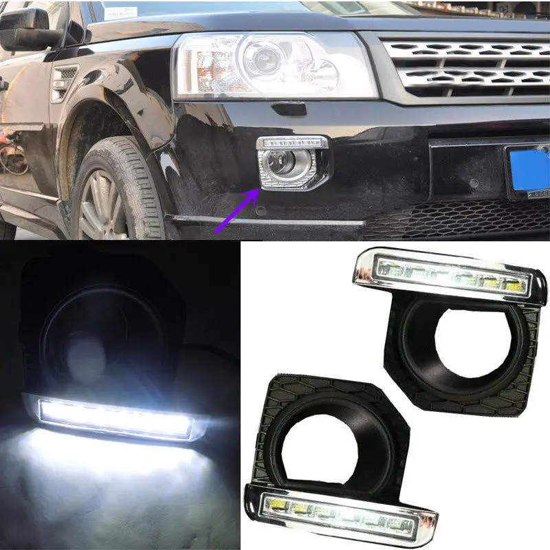 2* белый светодиодный фары дневного света DRL лампа подходит для Land Rover LR2 2011-2013