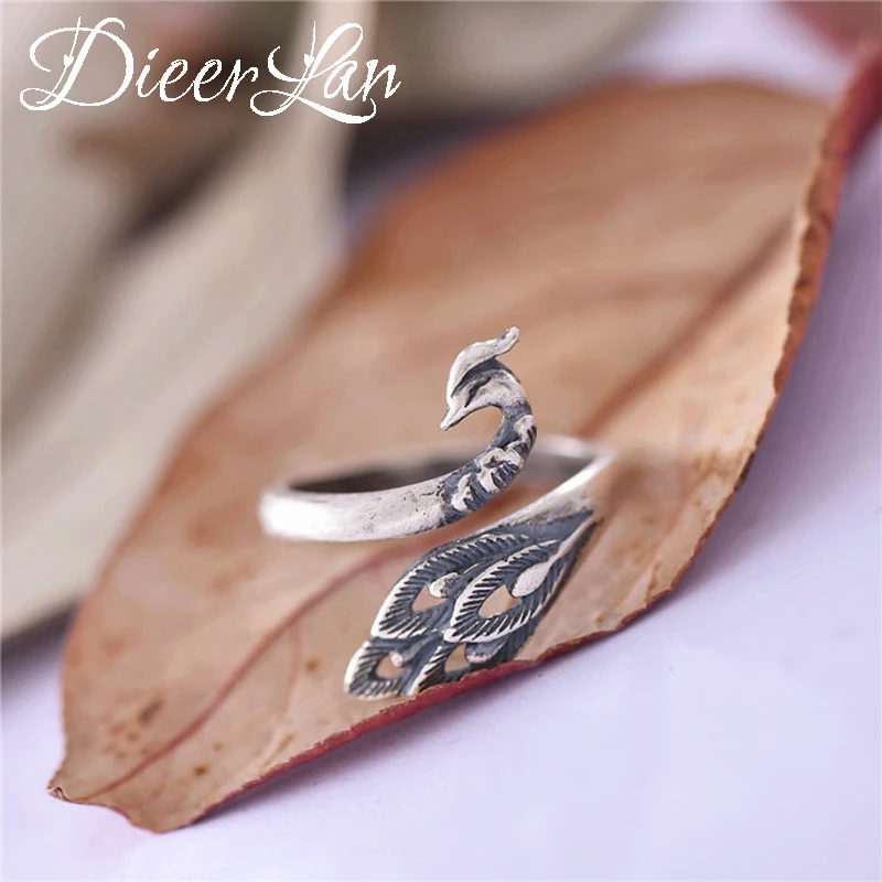

2017 New Arrivals Pure 925 Sterling Silver Peacock Rings for Women Adjustable Size Ring Fashion sterling-silver-jewelry