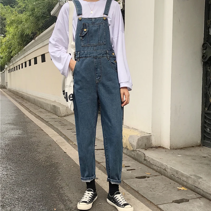 

womens jeans femme 2019 nouveau Spring autumn jean Slim High waist Loose Harem pants women strap Overalls ladies jeans Korean